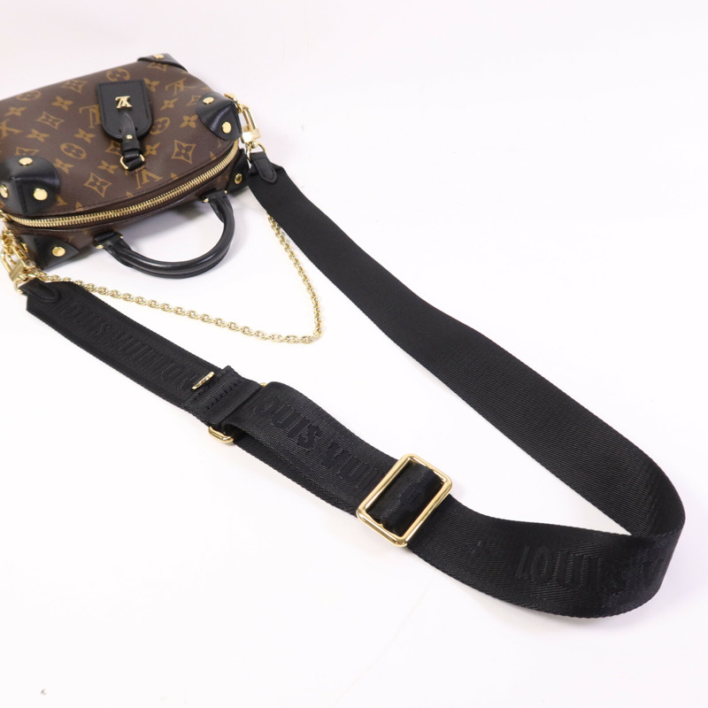LOUIS VUITTON Monogram Petite Malle Souple金扣手挽肩背兩用袋棕色-8