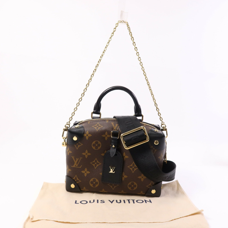 LOUIS VUITTON Monogram Petite Malle Souple金扣手挽肩背兩用袋棕色-12