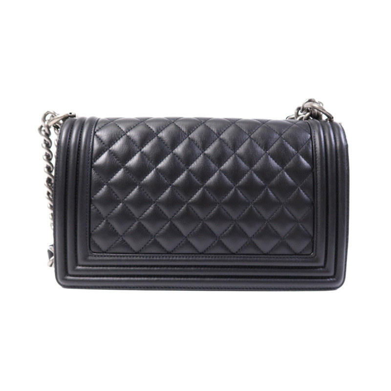 CHANEL 羊皮皮革Boy 25銀扣肩背袋-1