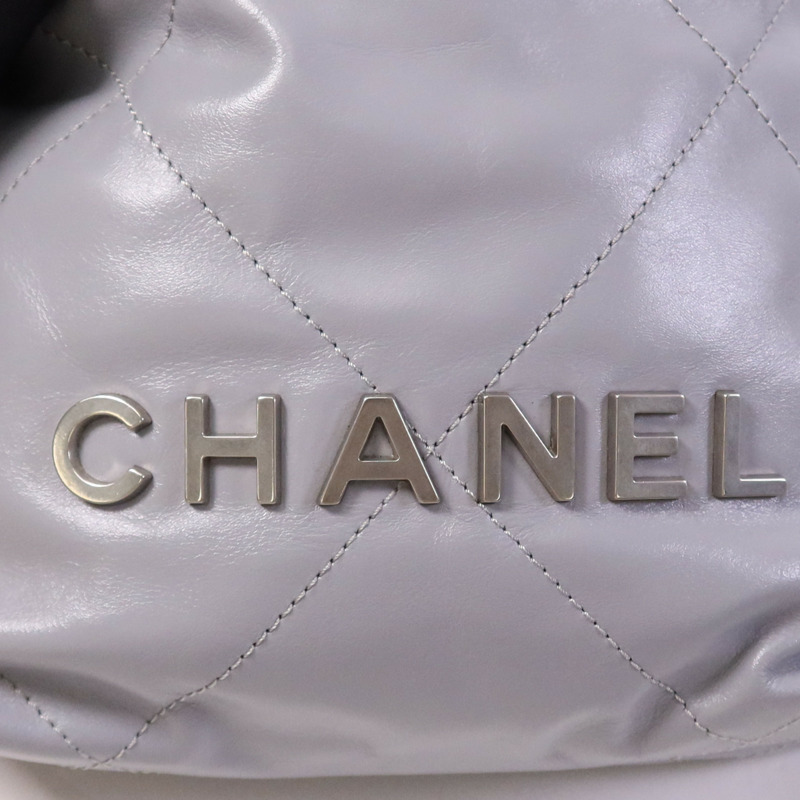 CHANEL 牛皮皮革C22 Mini金扣手挽肩背兩用袋-10