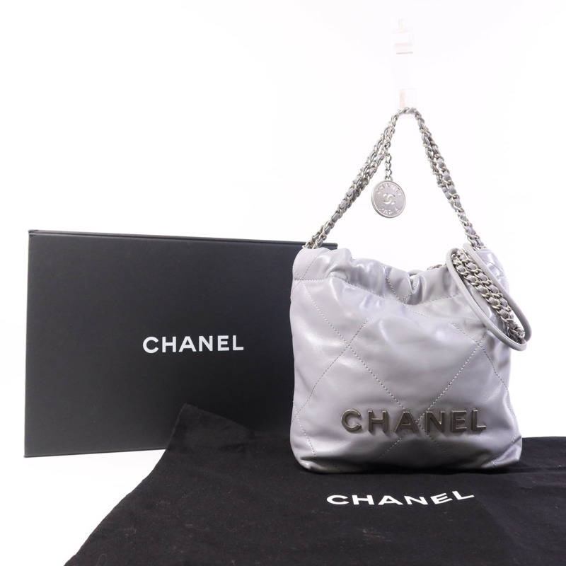 CHANEL 牛皮皮革C22 Mini金扣手挽肩背兩用袋-14