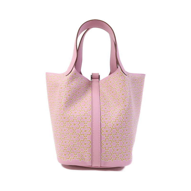 HERMES Swift皮革Picotin PM銀扣手挽袋Mauve Sylvestre-1