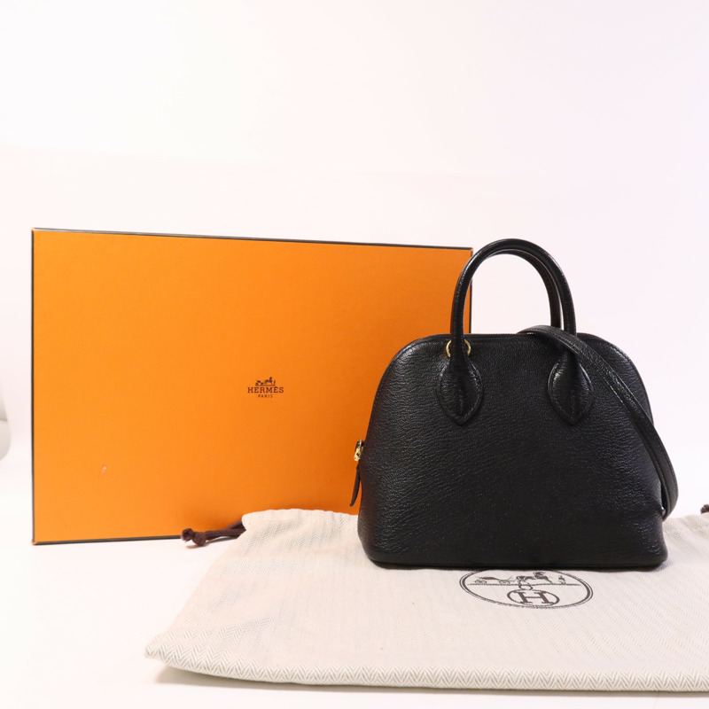 HERMES Chevre皮革Mini Bolide金扣手挽肩背兩用袋-15