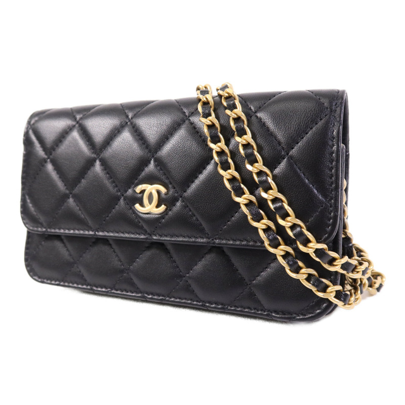 CHANEL 羊皮皮革WOC Wallet On Chain金扣鏈帶肩背袋-2