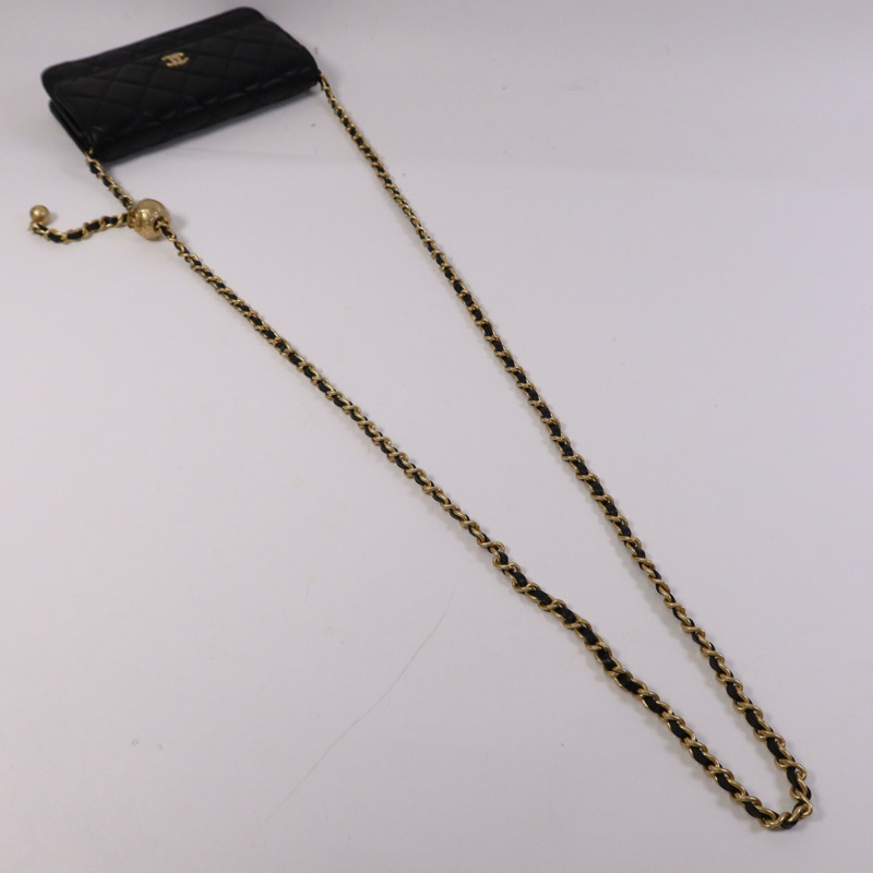 CHANEL 羊皮皮革WOC Wallet On Chain金扣鏈帶肩背袋-8