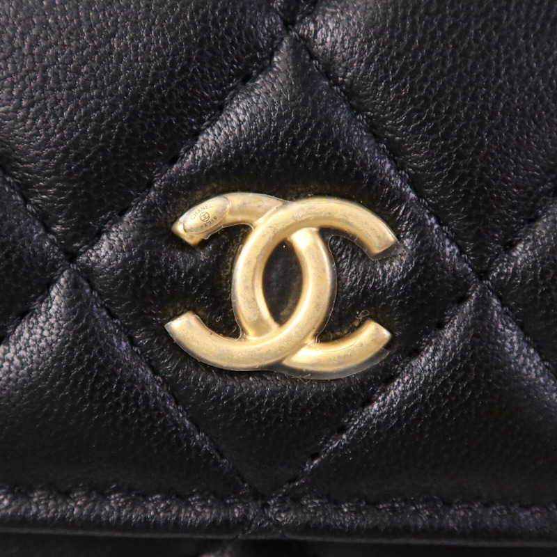 CHANEL 羊皮皮革WOC Wallet On Chain金扣鏈帶肩背袋-10