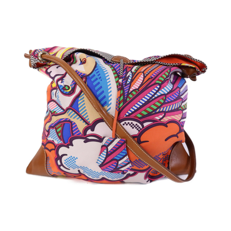 HERMES 絲質Silkycity 33銀扣肩背袋-0