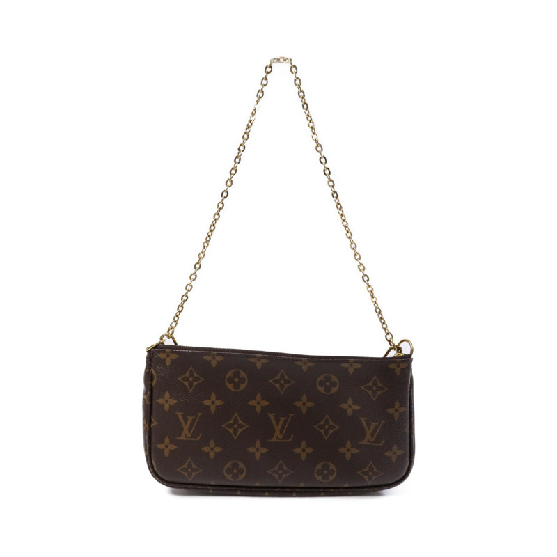LOUIS VUITTON Monogram Multi Pochette Accessoires金扣手挽肩背兩用袋棕色-1
