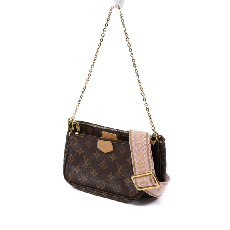 LOUIS VUITTON Monogram Multi Pochette Accessoires金扣手挽肩背兩用袋棕色-2