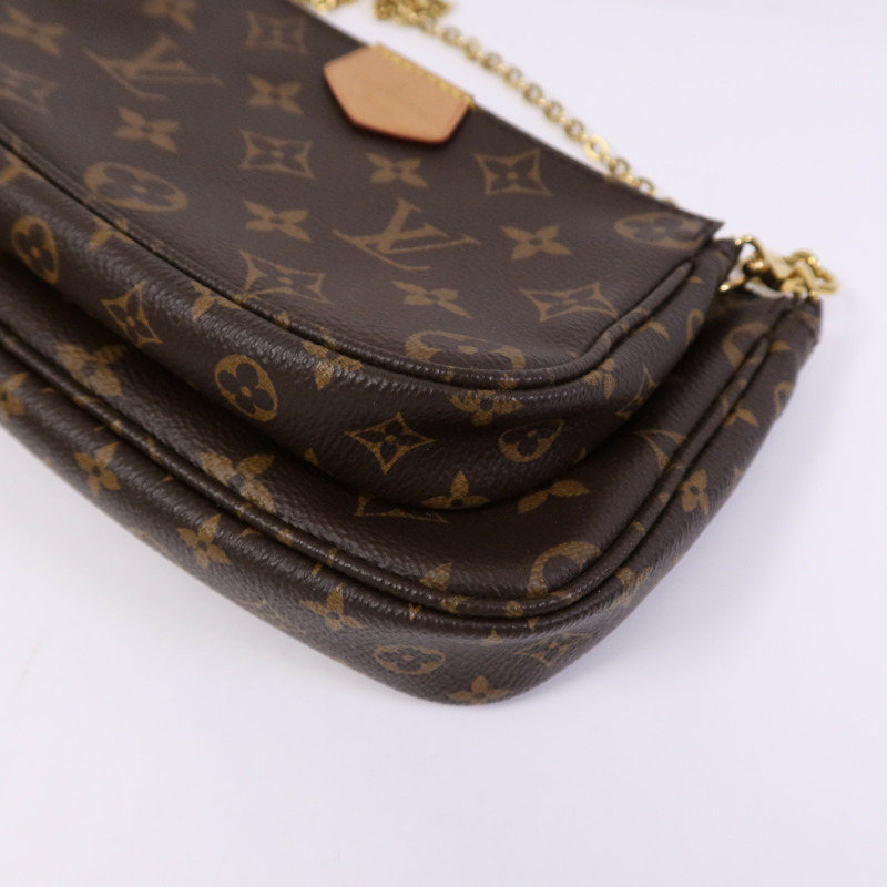 LOUIS VUITTON Monogram Multi Pochette Accessoires金扣手挽肩背兩用袋棕色-4
