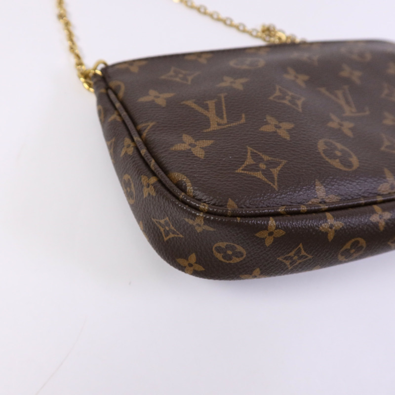 LOUIS VUITTON Monogram Multi Pochette Accessoires金扣手挽肩背兩用袋棕色-7