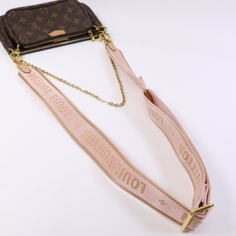 LOUIS VUITTON Monogram Multi Pochette Accessoires金扣手挽肩背兩用袋棕色-8