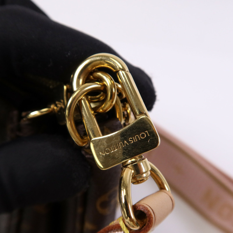 LOUIS VUITTON Monogram Multi Pochette Accessoires金扣手挽肩背兩用袋棕色-9