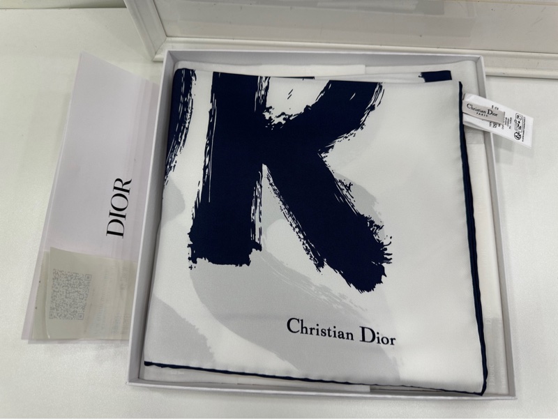 Dior迪奧 字母印花方巾 全新 尺寸：70*70cm-5