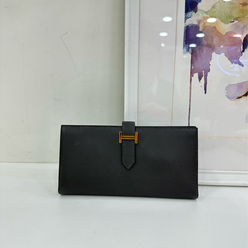 Hermes bearn 長版皮夾 8F錫器灰金扣 W刻-0