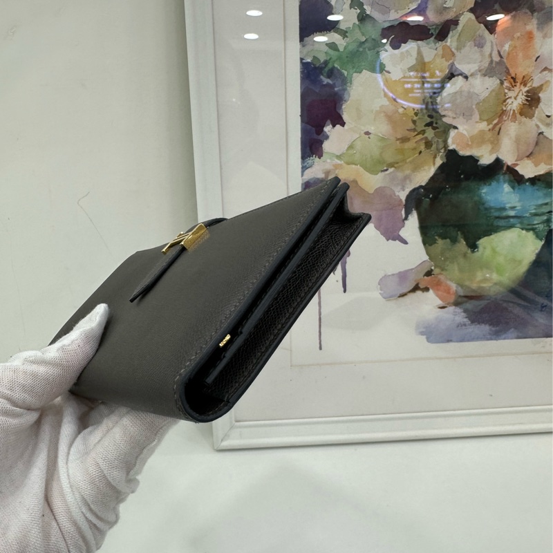 Hermes bearn 長版皮夾 8F錫器灰金扣 W刻-3