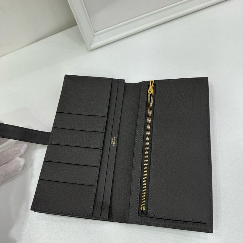 Hermes bearn 長版皮夾 8F錫器灰金扣 W刻-5