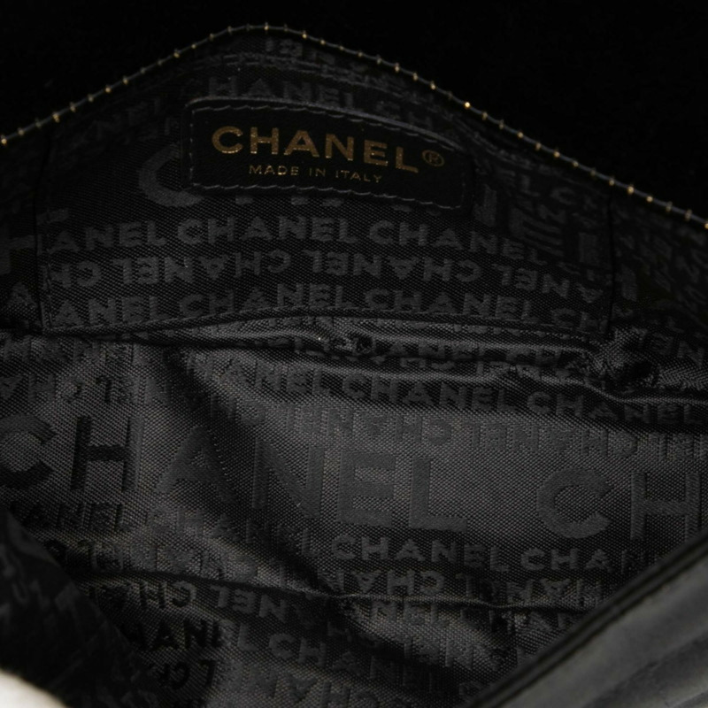 香奈兒 (CHANEL) Coco Mark 山茶花巧克力棒鏈條迷你單肩包，黑色緞面和羊皮材質，女士款-3