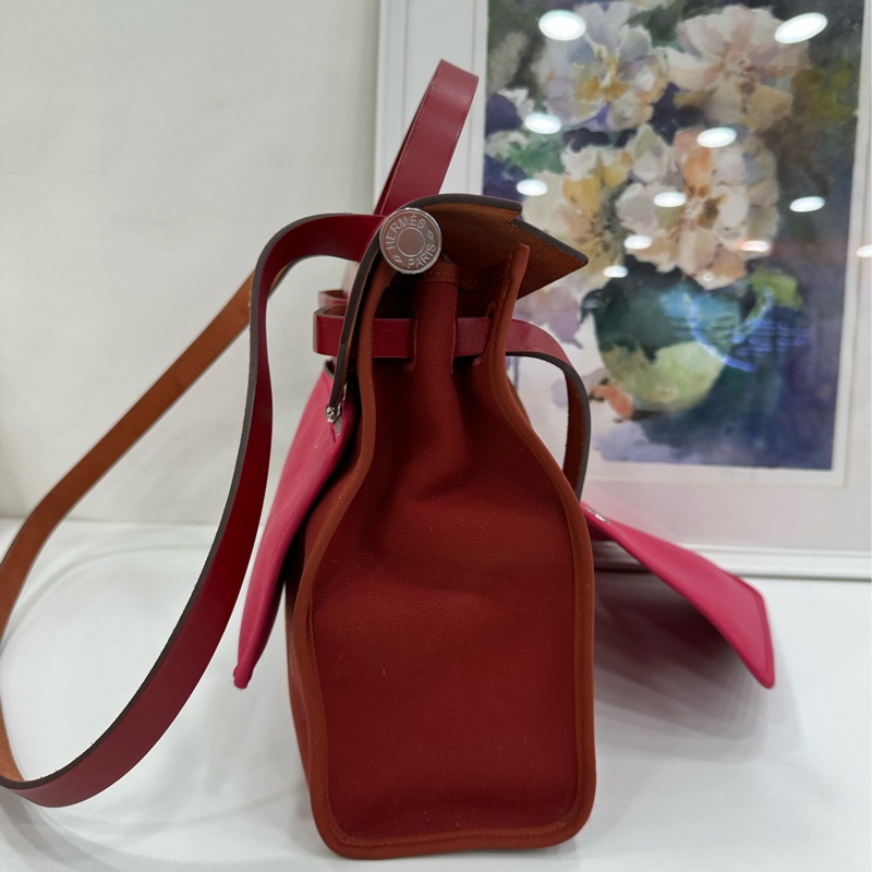 Hermes 深紅色拼極致粉herbag31，Z刻-3
