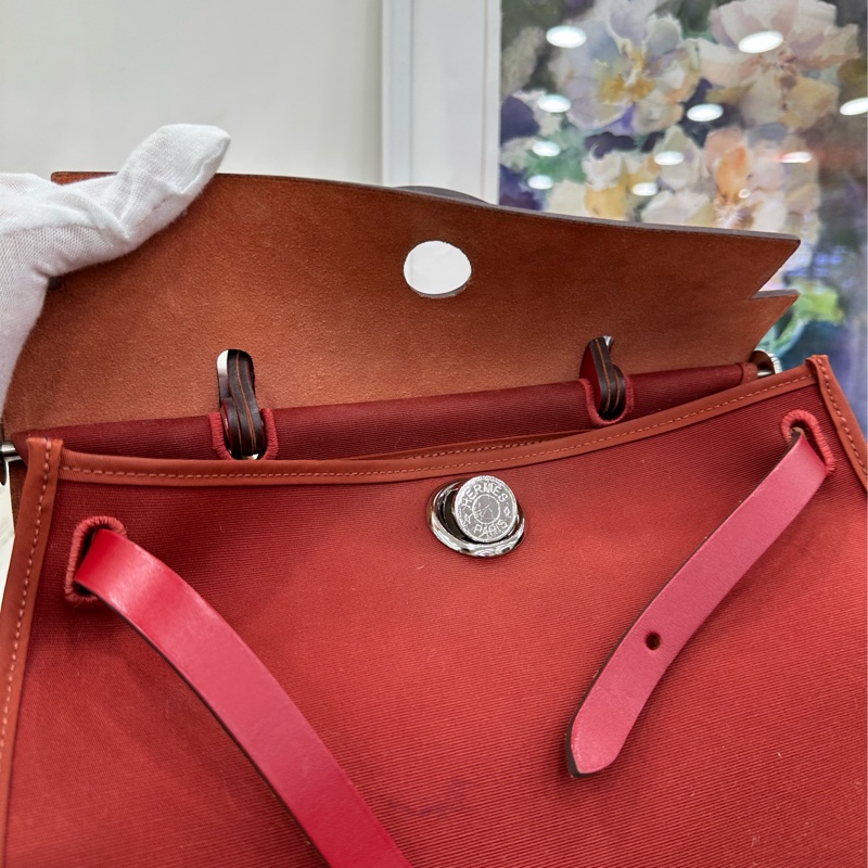 Hermes 深紅色拼極致粉herbag31，Z刻-6