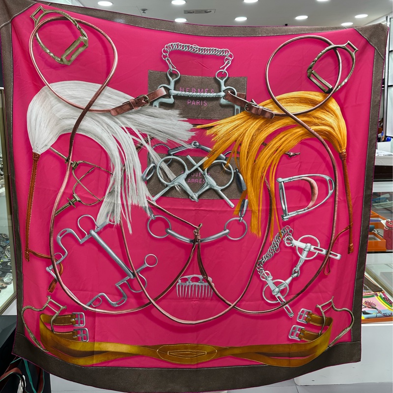 Hermes愛馬仕 Projets Carrés方巾計劃 限量真絲桑蠶絲披肩 140*140cm-0