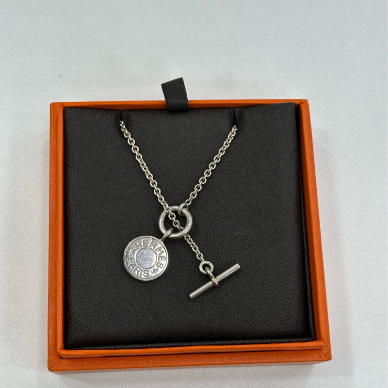 HERMES 愛馬仕銀飾 圓餅項鍊-1