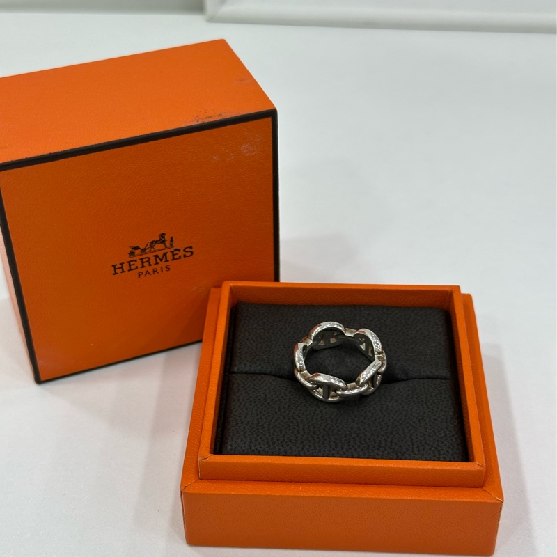 Hermes 愛馬仕 Chaine d'Ancre Enchainee 戒指 925純銀 50碼-0