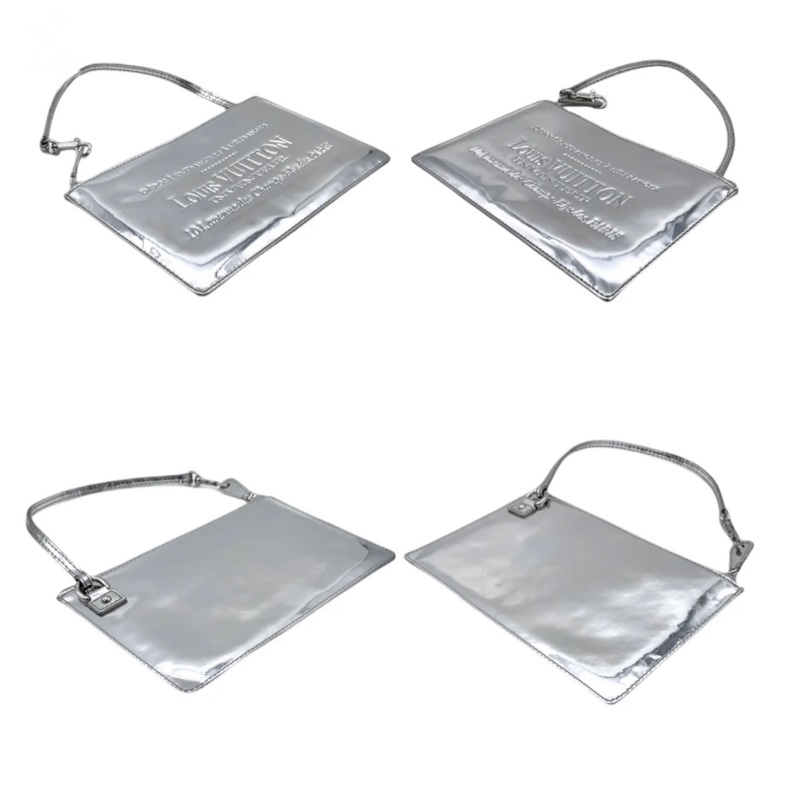 「JL精品代購」98新 LV超級限量銀色鏡面麻將包腋下包-7