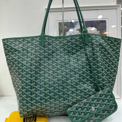GOYARD 戈雅 Saint Louis 托特包 購物袋 子母包 手提包 肩背包 大號 綠色 Y字老花
