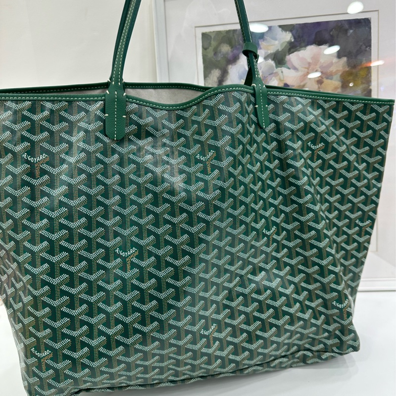 GOYARD 戈雅 Saint Louis 托特包 購物袋 子母包 手提包 肩背包 大號 綠色 Y字老花-3