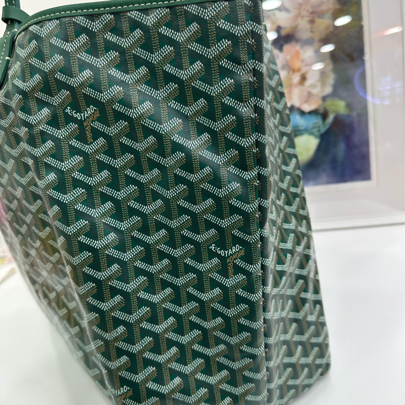 GOYARD 戈雅 Saint Louis 托特包 購物袋 子母包 手提包 肩背包 大號 綠色 Y字老花-5