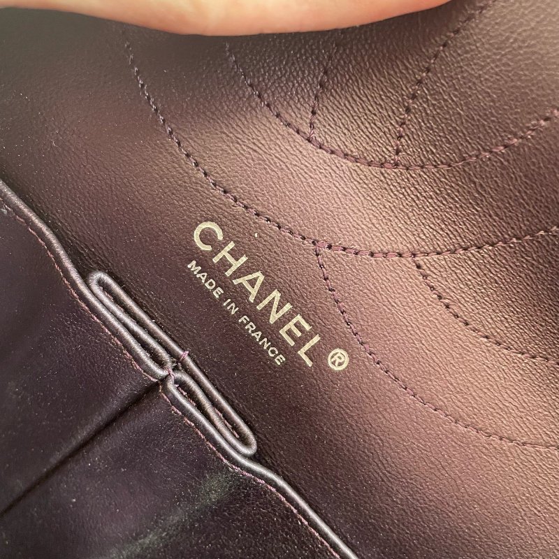 香奈兒/Chanel 2.55電光紫色銀扣大號鏈條包-10