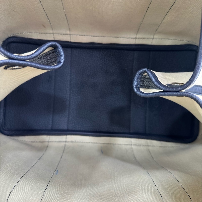 Hermes愛馬仕 Garden Party花園包36米色深藍 D刻-6