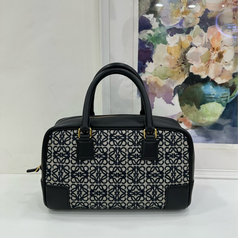 Loewe羅意威Amazona復古提花波士頓 老花拼皮 金扣 可手提斜挎 尺寸23*15*9-2