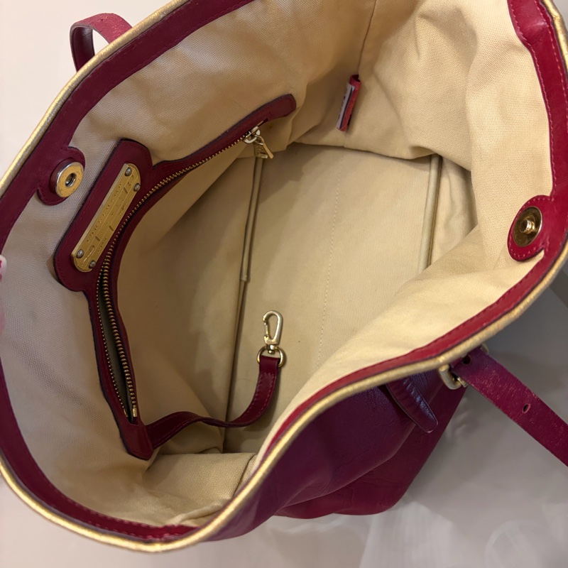 Longchamp暗紅色肩牛皮肩背包-3