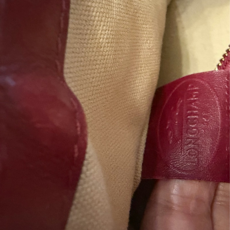 Longchamp暗紅色肩牛皮肩背包-13