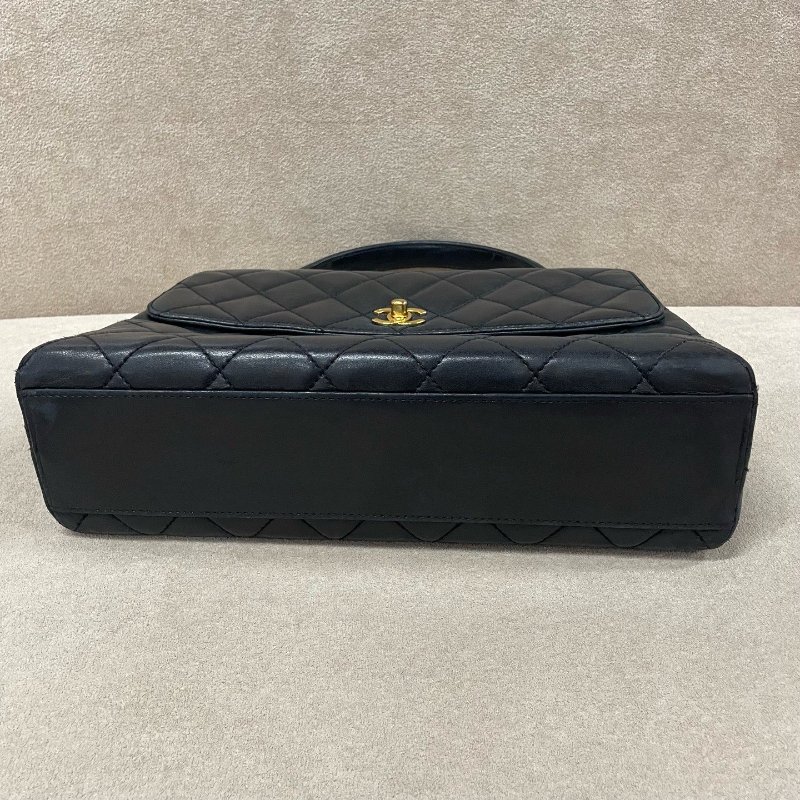 香奈兒/Chanel 黑金亮麵菱格紋牛皮Kelly 手提包-7