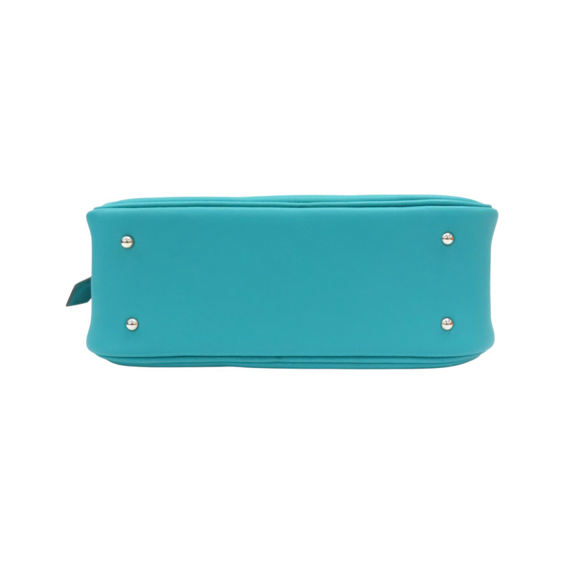 孔雀藍 Swift 牛皮 Mini Plume 20 手提包 X刻 銀扣【HERMES 愛馬仕】-3