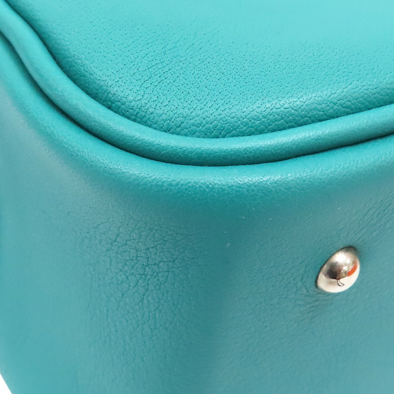 孔雀藍 Swift 牛皮 Mini Plume 20 手提包 X刻 銀扣【HERMES 愛馬仕】-8
