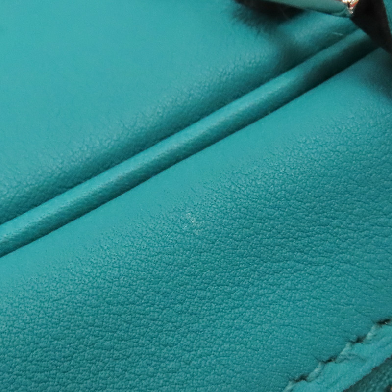 孔雀藍 Swift 牛皮 Mini Plume 20 手提包 X刻 銀扣【HERMES 愛馬仕】-12