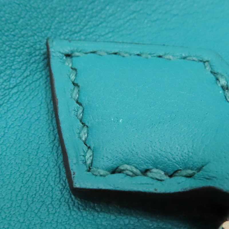 孔雀藍 Swift 牛皮 Mini Plume 20 手提包 X刻 銀扣【HERMES 愛馬仕】-15