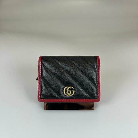GUCCI 573811  黑紅邊對開短夾