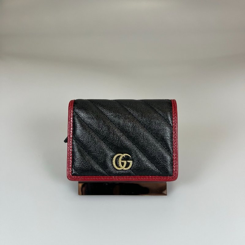 GUCCI 573811  黑紅邊對開短夾-0