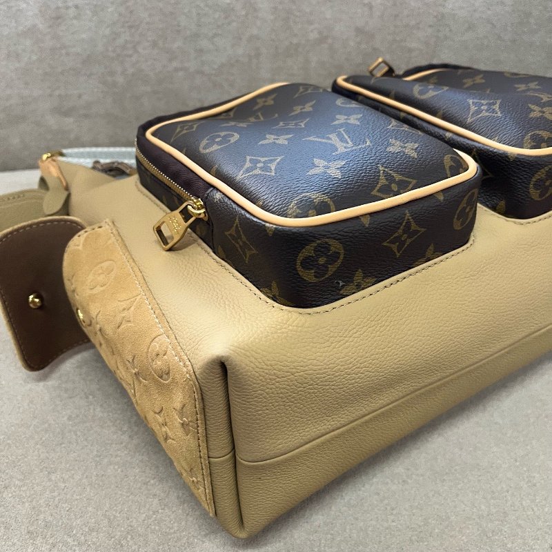 芯片款 路易威登/Louis Vuitton Hobo Cargo 卡其色配老花 雙袋肩背包-8