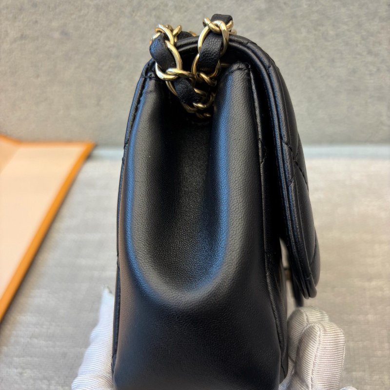 近新品 香奈兒/Chanel CF繫列黑金羊皮鏈條包-2