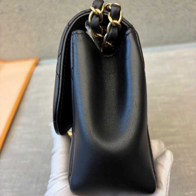 近新品 香奈兒/Chanel CF繫列黑金羊皮鏈條包-3