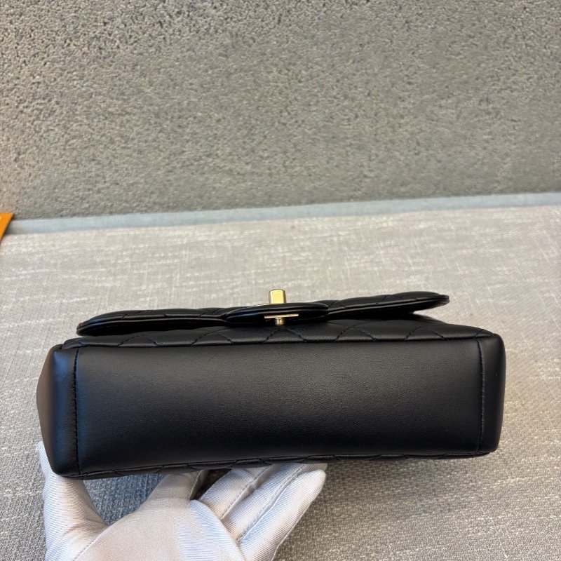 近新品 香奈兒/Chanel CF繫列黑金羊皮鏈條包-7