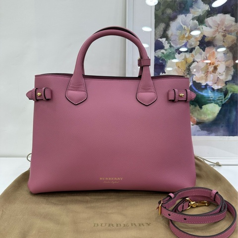 Burberry巴寶莉Banner香芋紫拼格紋班納包手提單肩包 99新近閒置 尺寸35*25*17