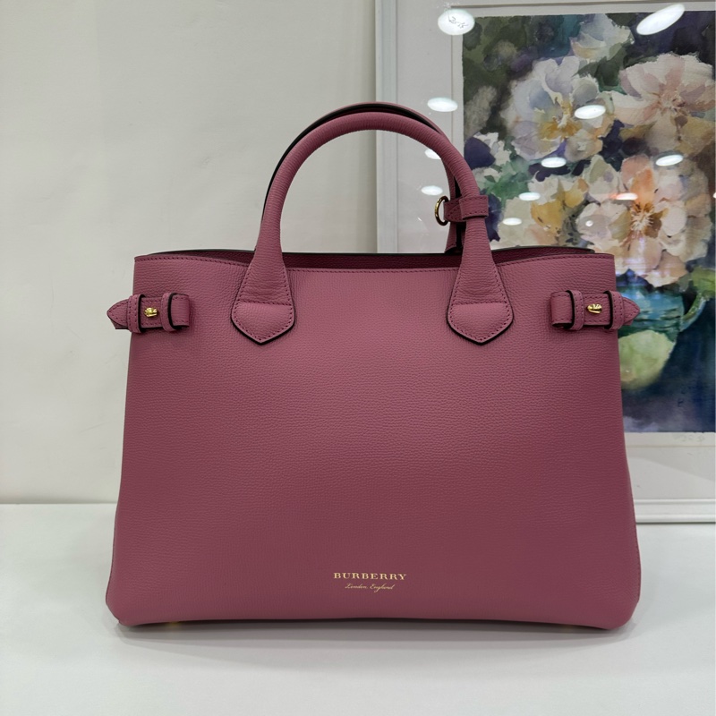 Burberry巴寶莉Banner香芋紫拼格紋班納包手提單肩包 99新近閒置 尺寸35*25*17-1