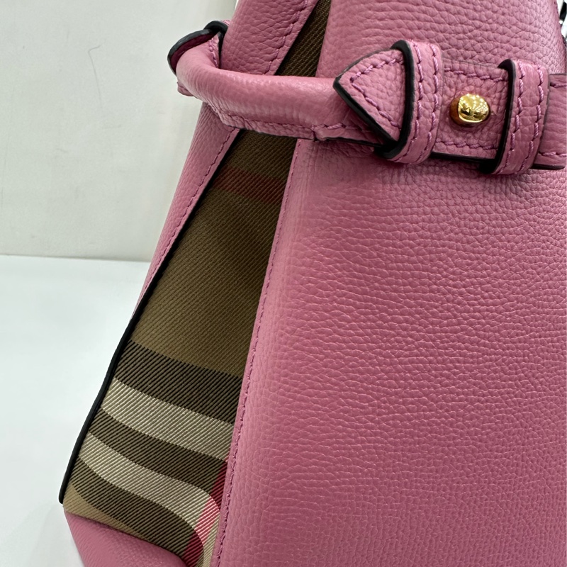Burberry巴寶莉Banner香芋紫拼格紋班納包手提單肩包 99新近閒置 尺寸35*25*17-7